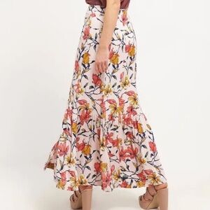 Free People Smooth Sailing Floral Maxi Skirt 12 Button Front Boho NWT